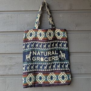 NWOT Natural Grocers Woven Wool Tote Bag Rainbow Eco Friendly Sustainable Boho